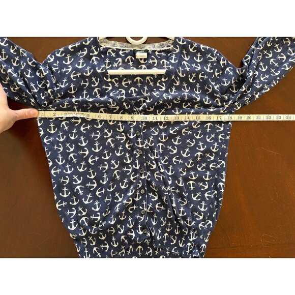 J. Crew Lightweight Gauzy Summer Cardigan Navy and White Anchor Print Size Small - Picture 9 of 11